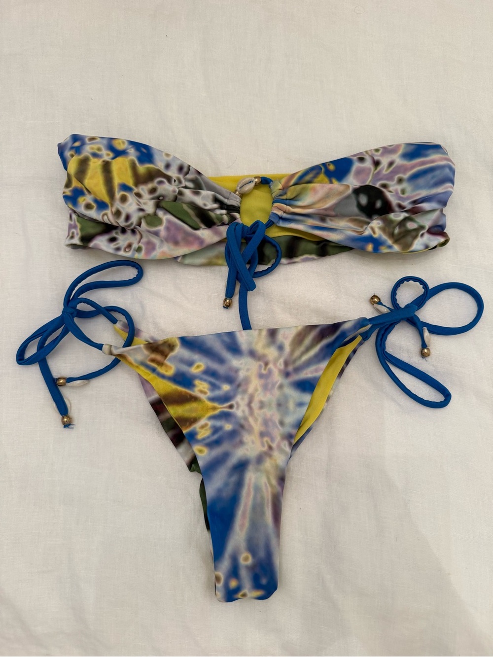 Rat & Boa Ribeiro Bikini Blue & Yellow Tie-Dye Bandeau